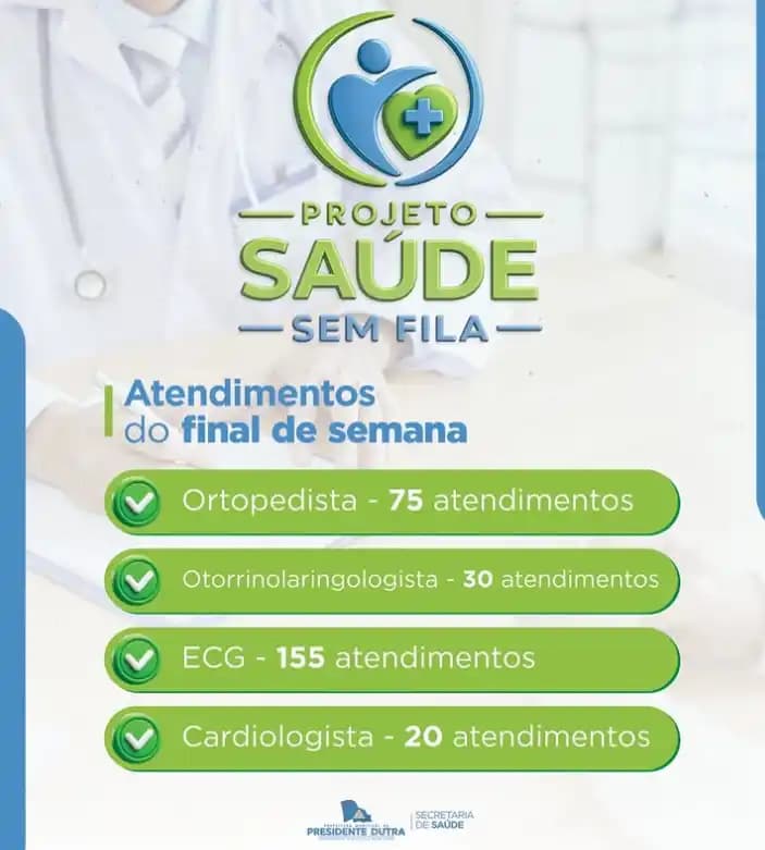 Saúde Sem Fila: Mutirão realiza 280 atendimentos especializados em Presidente Dutra