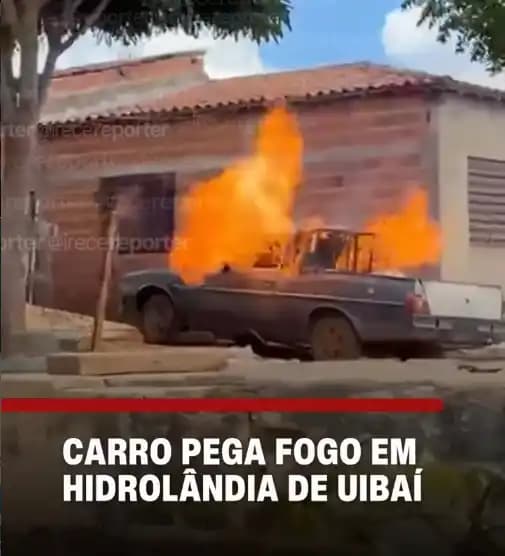 Veículo pega fogo em Hidrolândia de Uibaí nesta terça-feira
