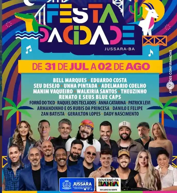 Jussara: Prefeitura divulga a grade completa de atrações da Festa da Cidade 2026