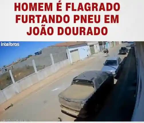 Câmera de segurança flagra furto de pneu em carroceria de veículo na cidade de João Dourado