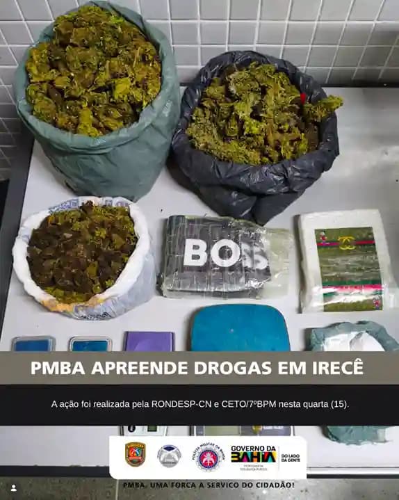 Irecê - PMBA Apreende drogras em irecê no dia 15 de Abril