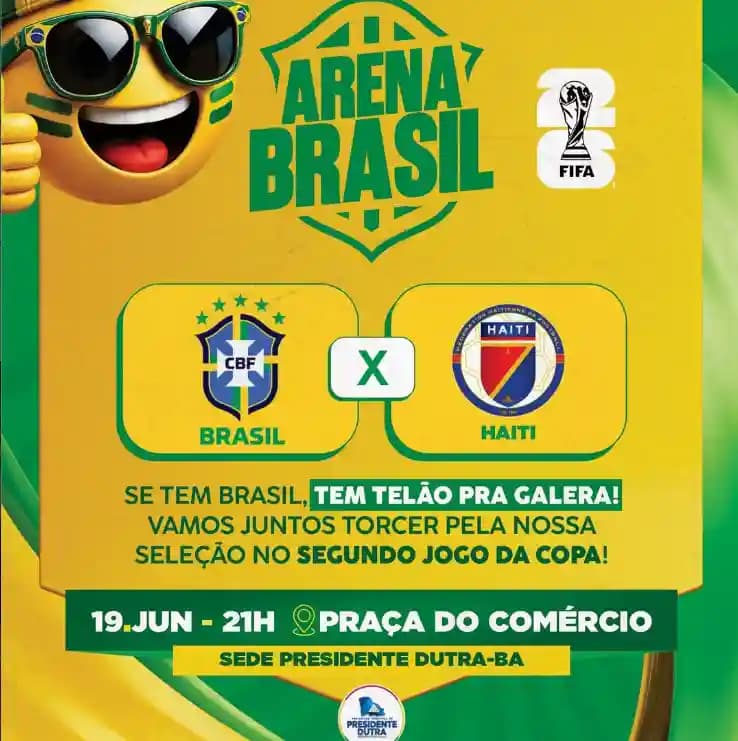 Presidente Dutra terá telão na Praça do Comércio para jogo da Seleção Brasileira